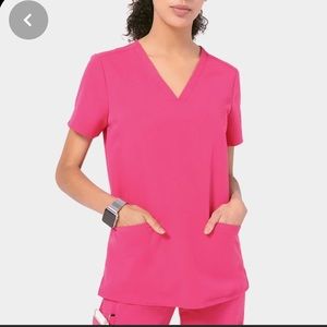 Figs Hot Pink Casma Three Pocket Scrub Top